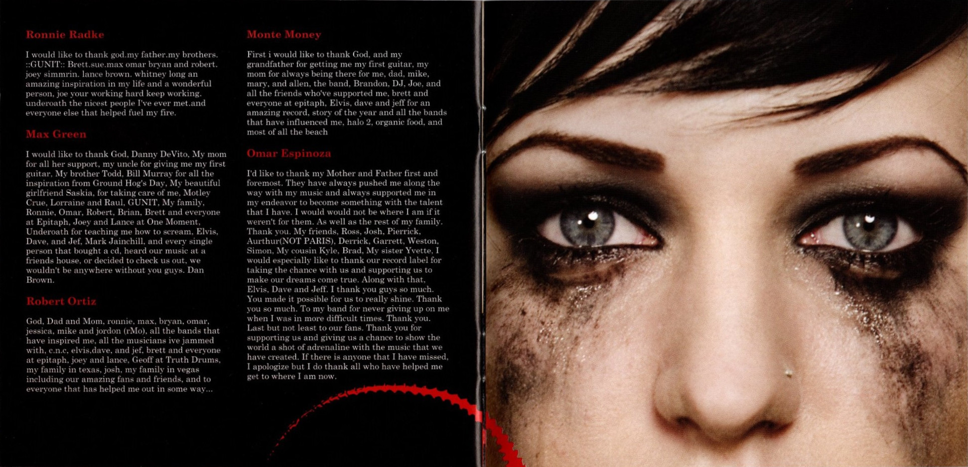 dying is your latest fashion by escape the fate booklet pages 13 and 14